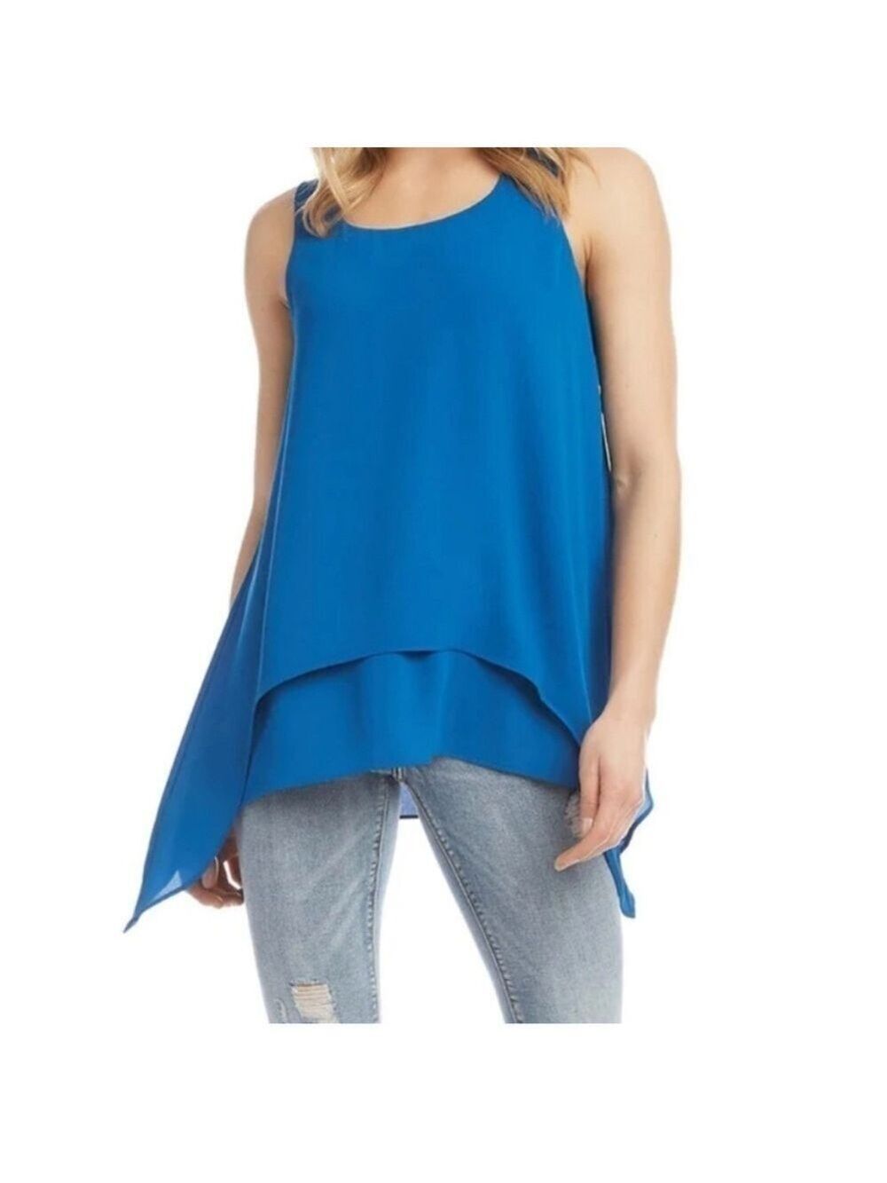Karen Kane Blue Plus Size Layered Hem Top, Size 1X NWT